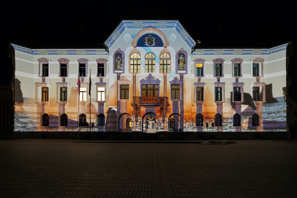 Vaduz Light Festival Nachtlicht Mapping am Regierungsgebäude