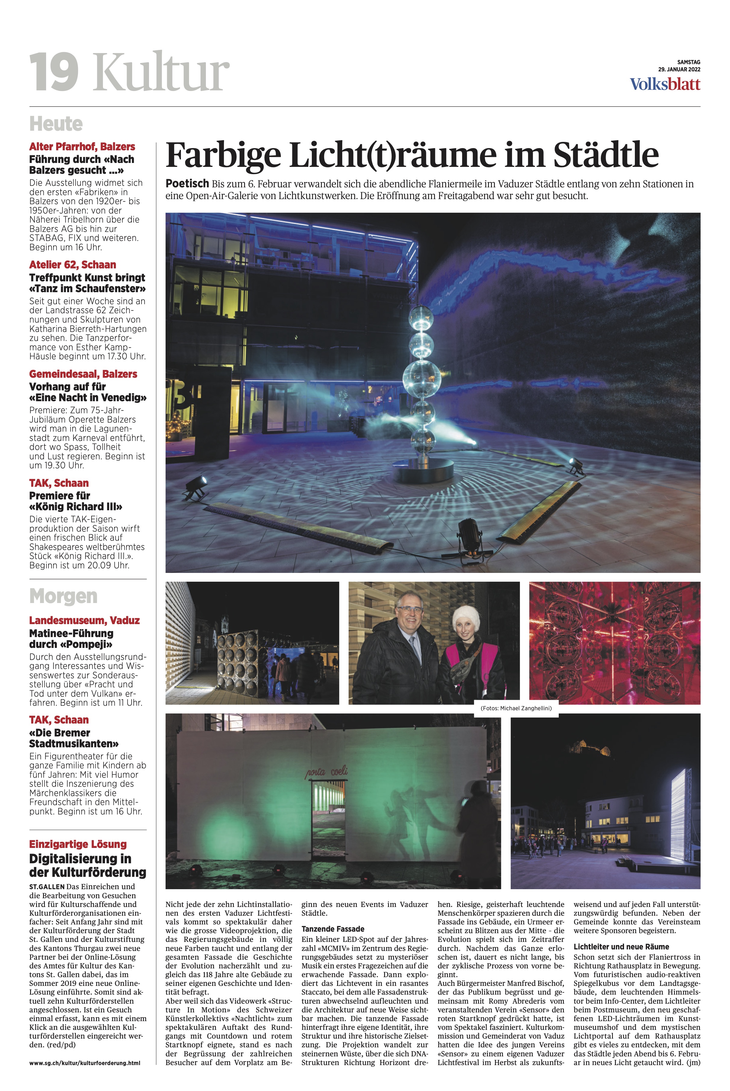Licht(t)räume Light Festival in Vaduz eröffnet im Volksblatt